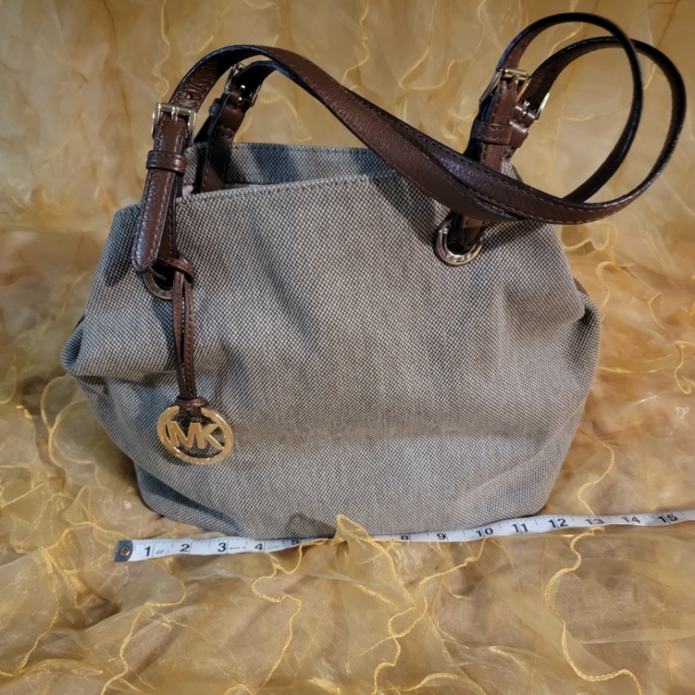 Michael Kors Fabric and Leather Shoulder Bag